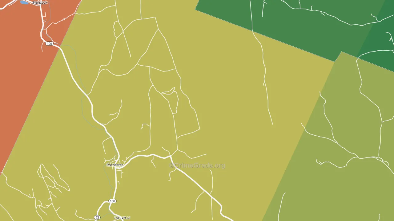 Talcville, VT Map of Theft Rates