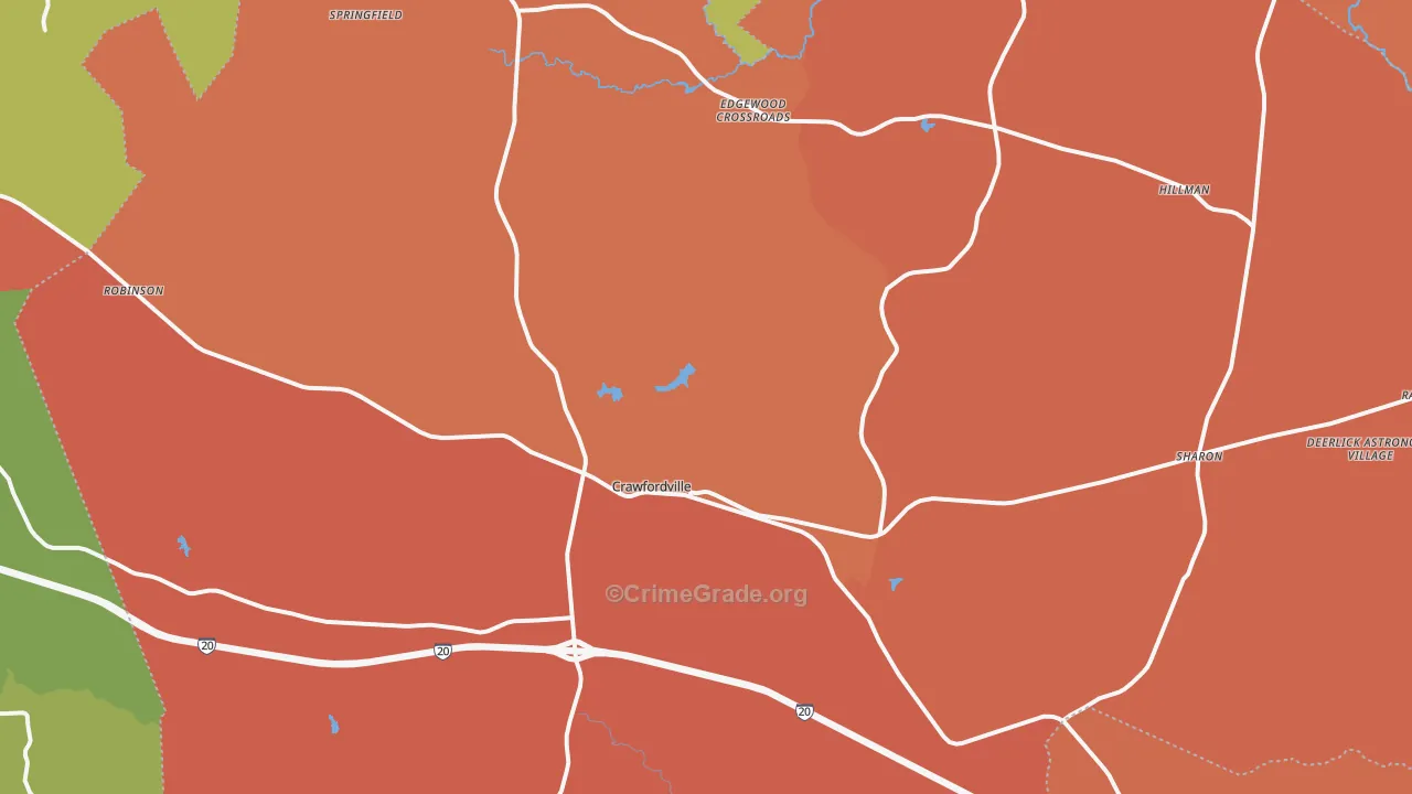 Taliaferro County, GA Map of Theft Rates