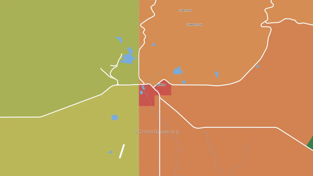 Talihina, OK Map of Theft Rates