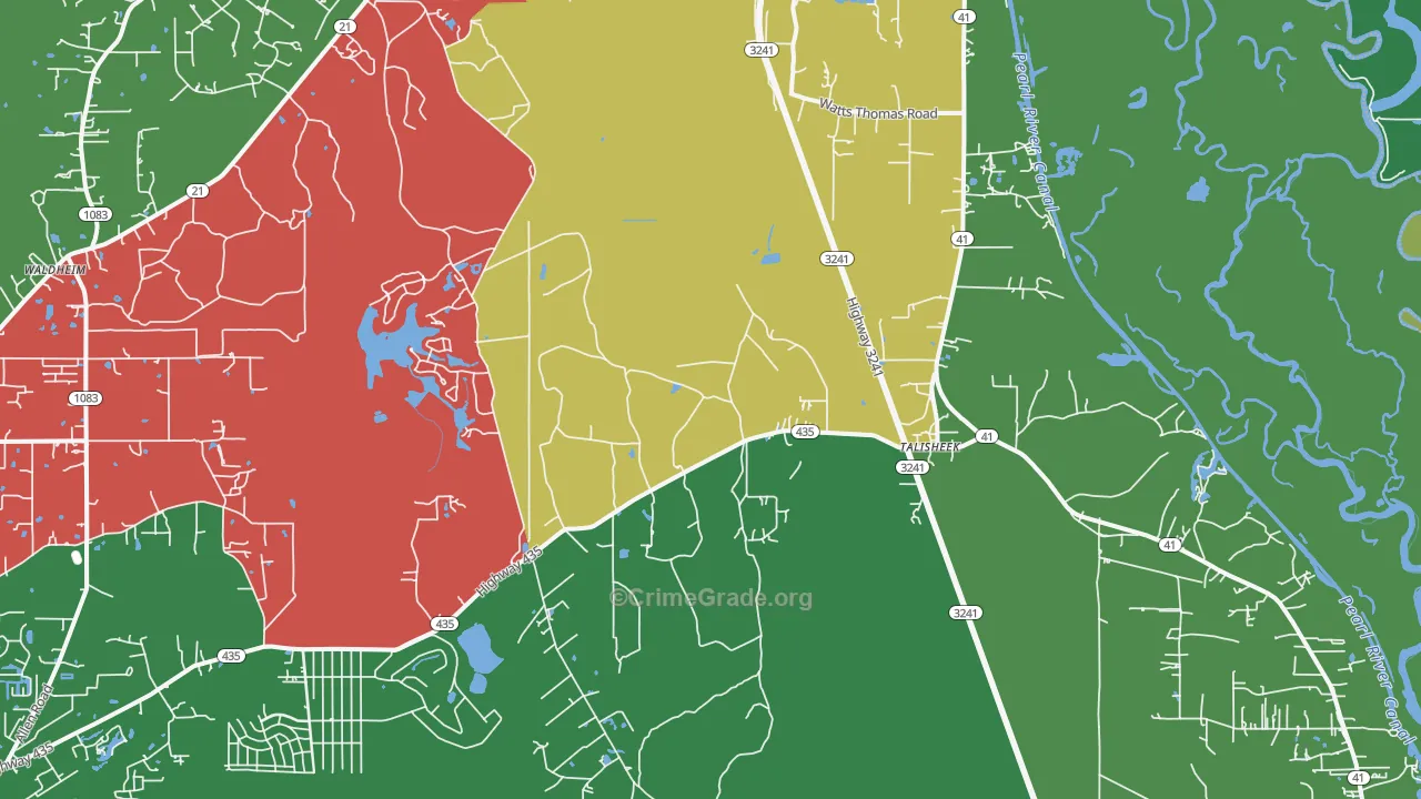 Talisheek, LA Map of Theft Rates