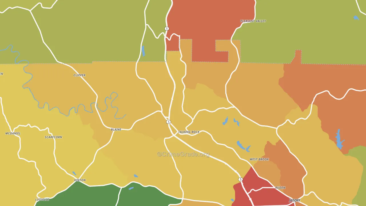 Talking Rock, GA Map of Theft Rates
