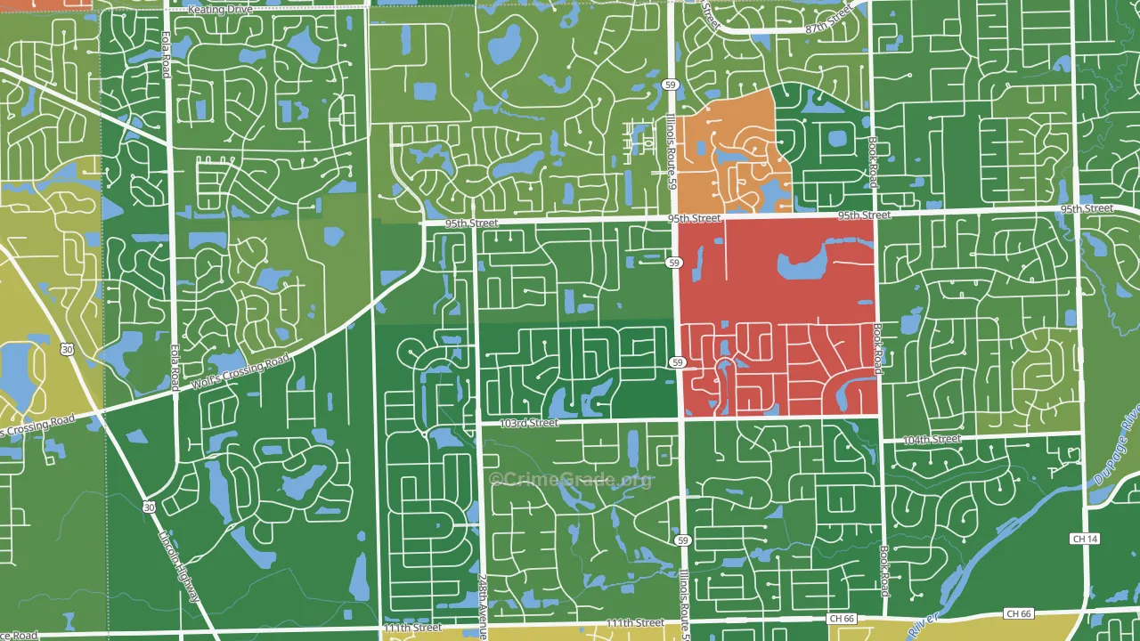 Tall Grass, Naperville, IL Map of Theft Rates