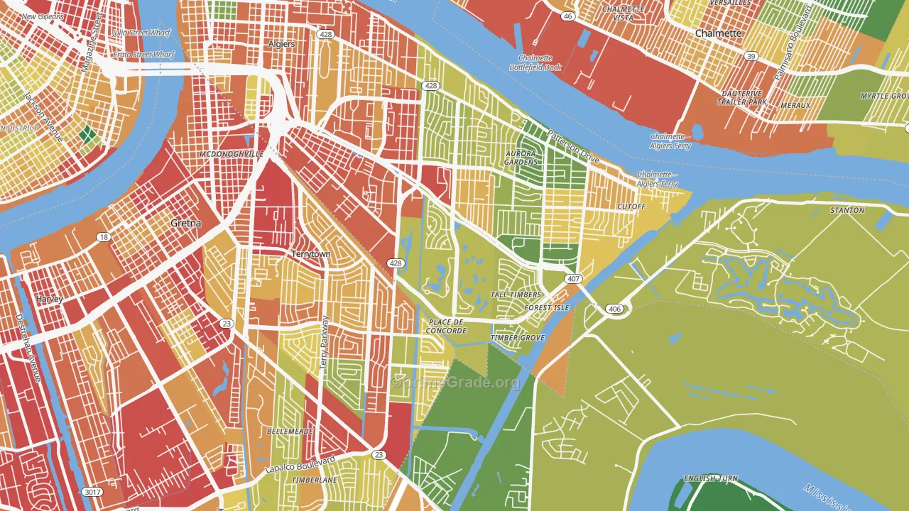 Tall Timbers, New Orleans, LA Map of Theft Rates