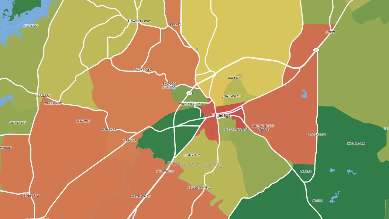 Talladega, AL Map of Theft Rates