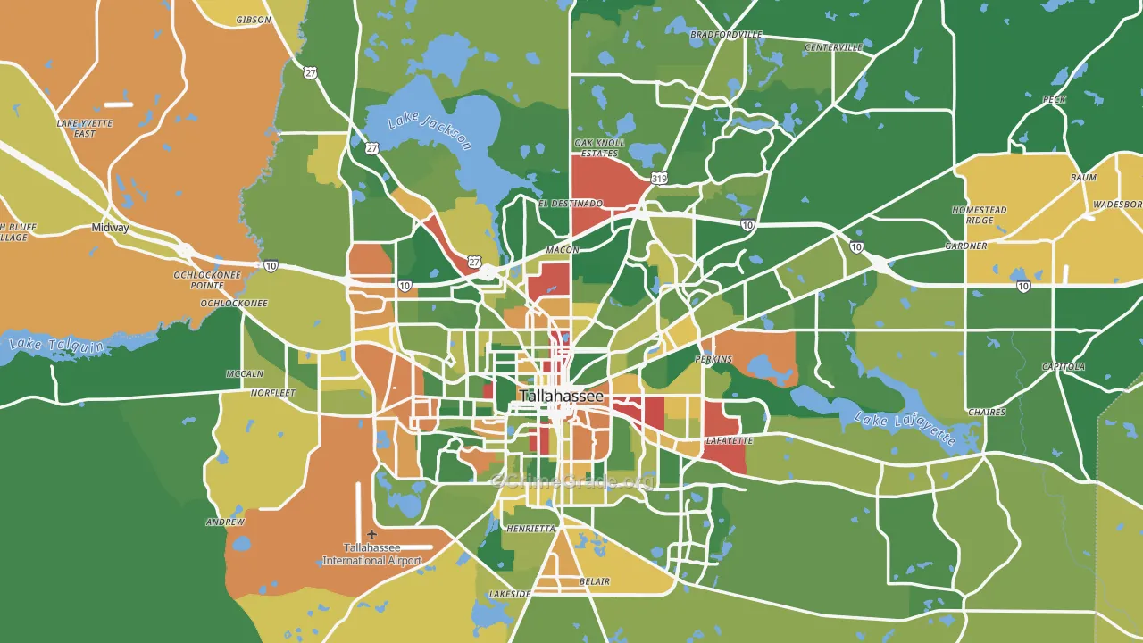 Tallahassee, FL Map of Theft Rates