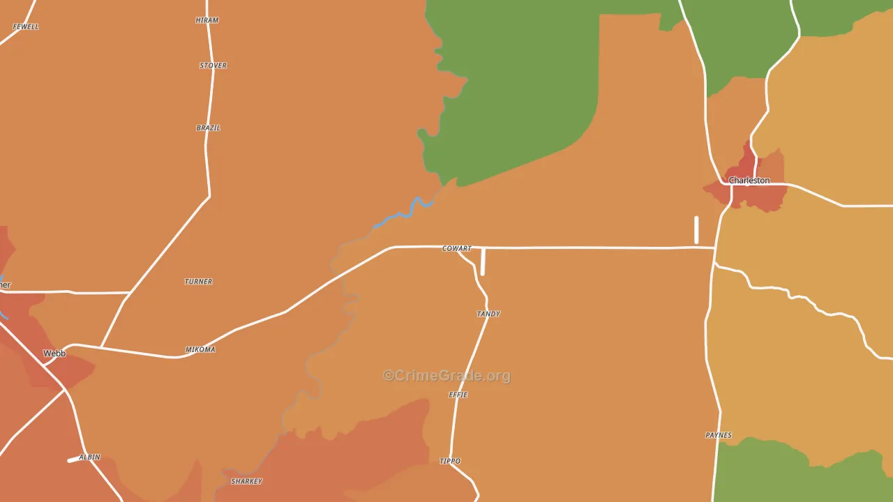 Tallahatchie County, MS Map of Theft Rates