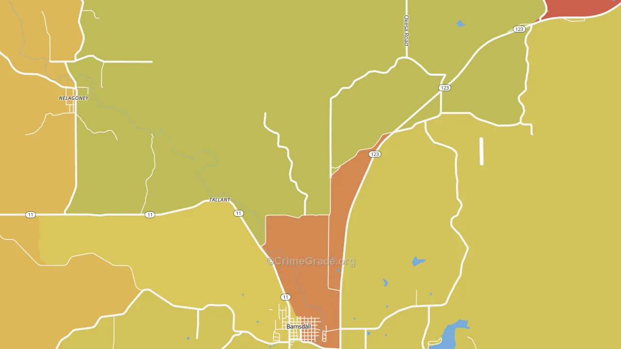 Tallant, OK Map of Theft Rates
