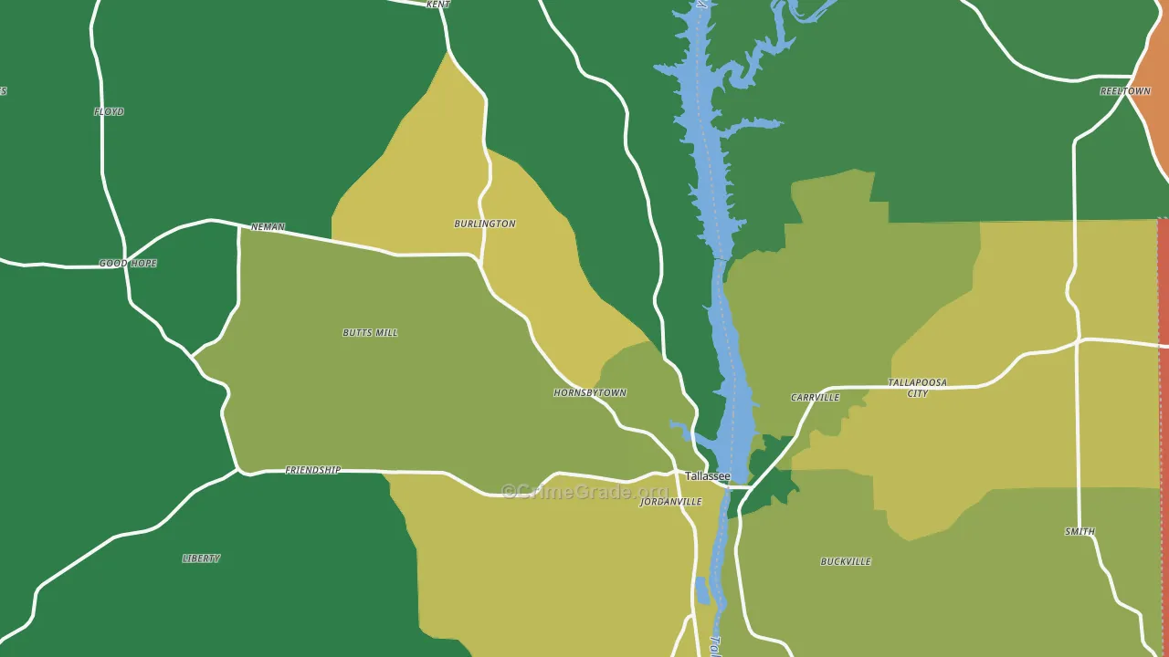 Tallassee, AL Map of Theft Rates