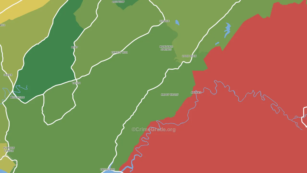 Tallassee, TN Map of Theft Rates