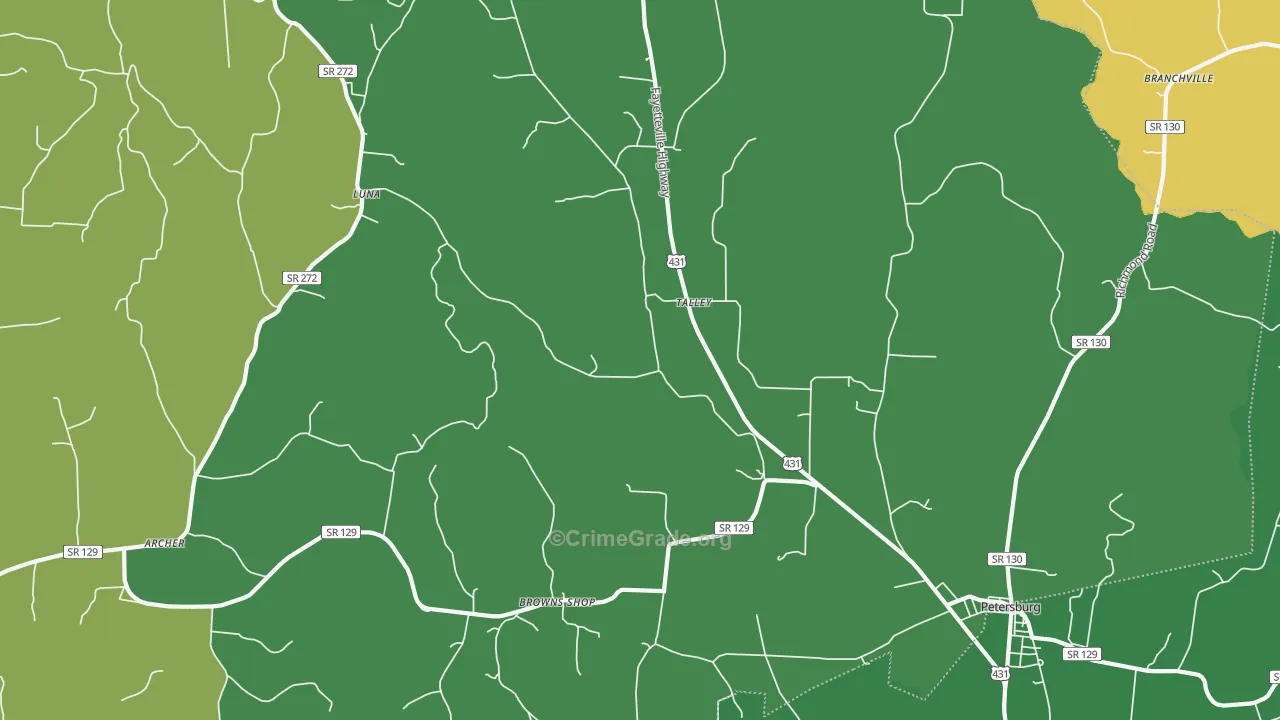 Talley, TN Map of Theft Rates