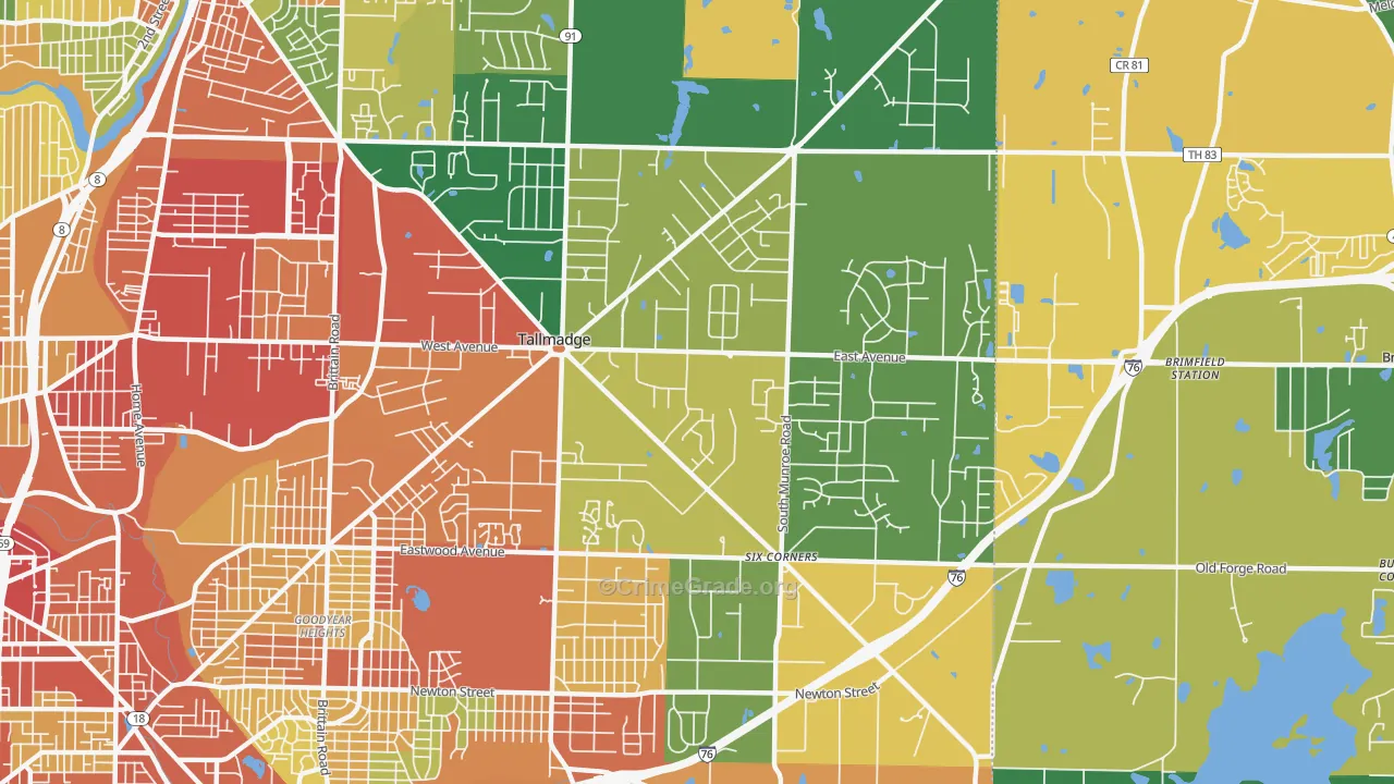 Tallmadge, OH Map of Theft Rates