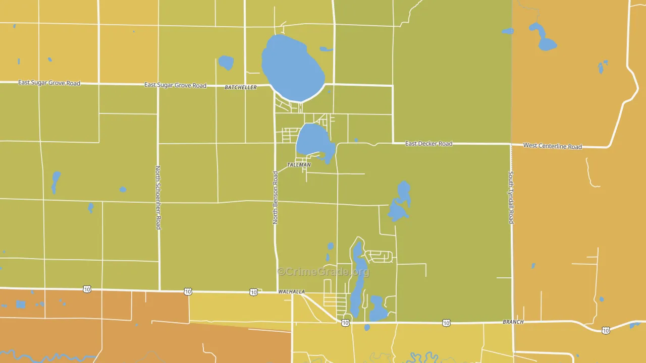 Tallman, MI Map of Theft Rates