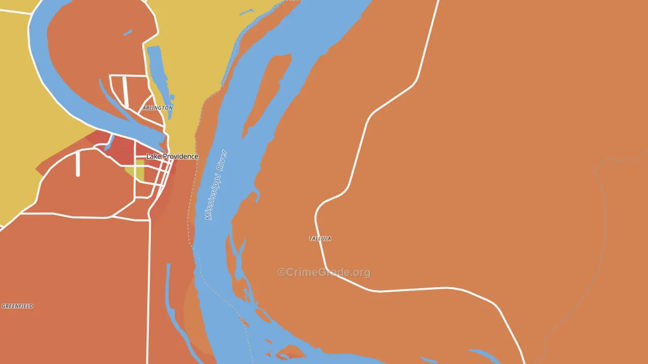Tallula, MS Map of Theft Rates