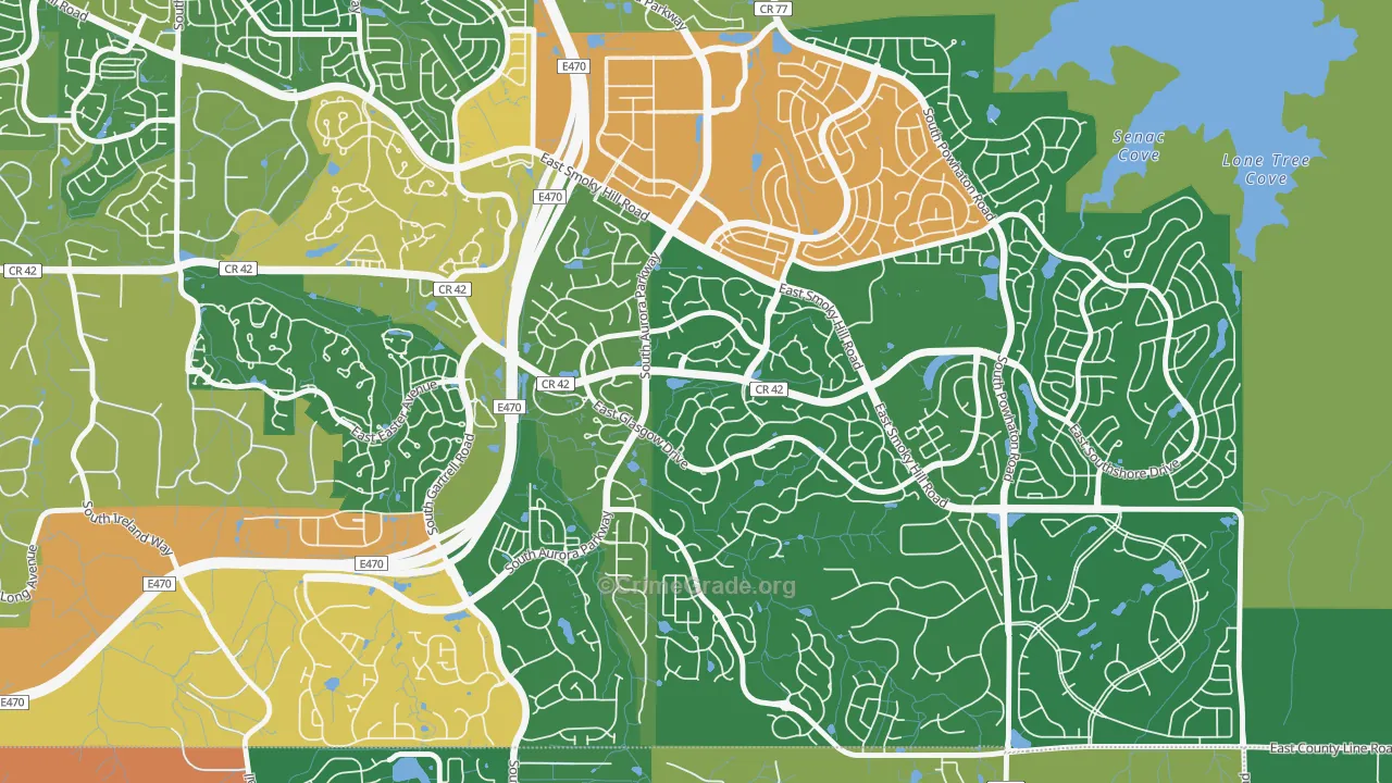 Tallyn's Reach, Aurora, CO Map of Theft Rates