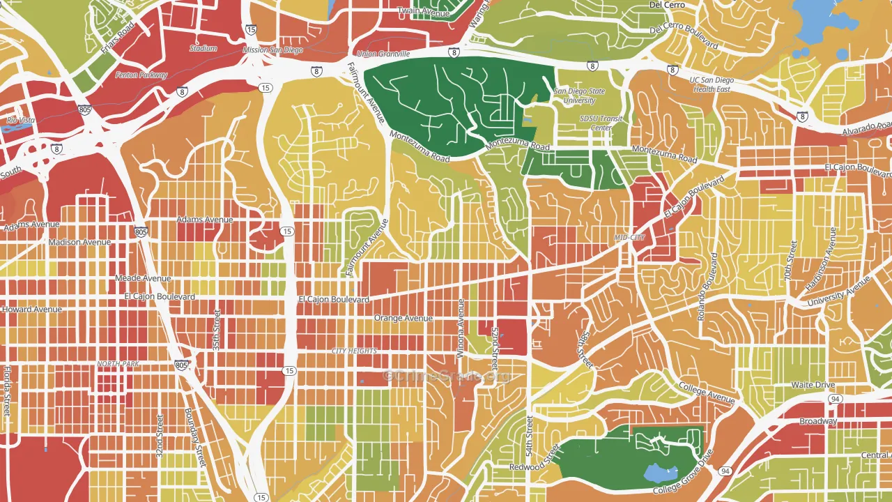 Talmadge, San Diego, CA Map of Theft Rates