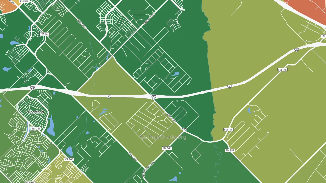 Talty, TX Map of Theft Rates