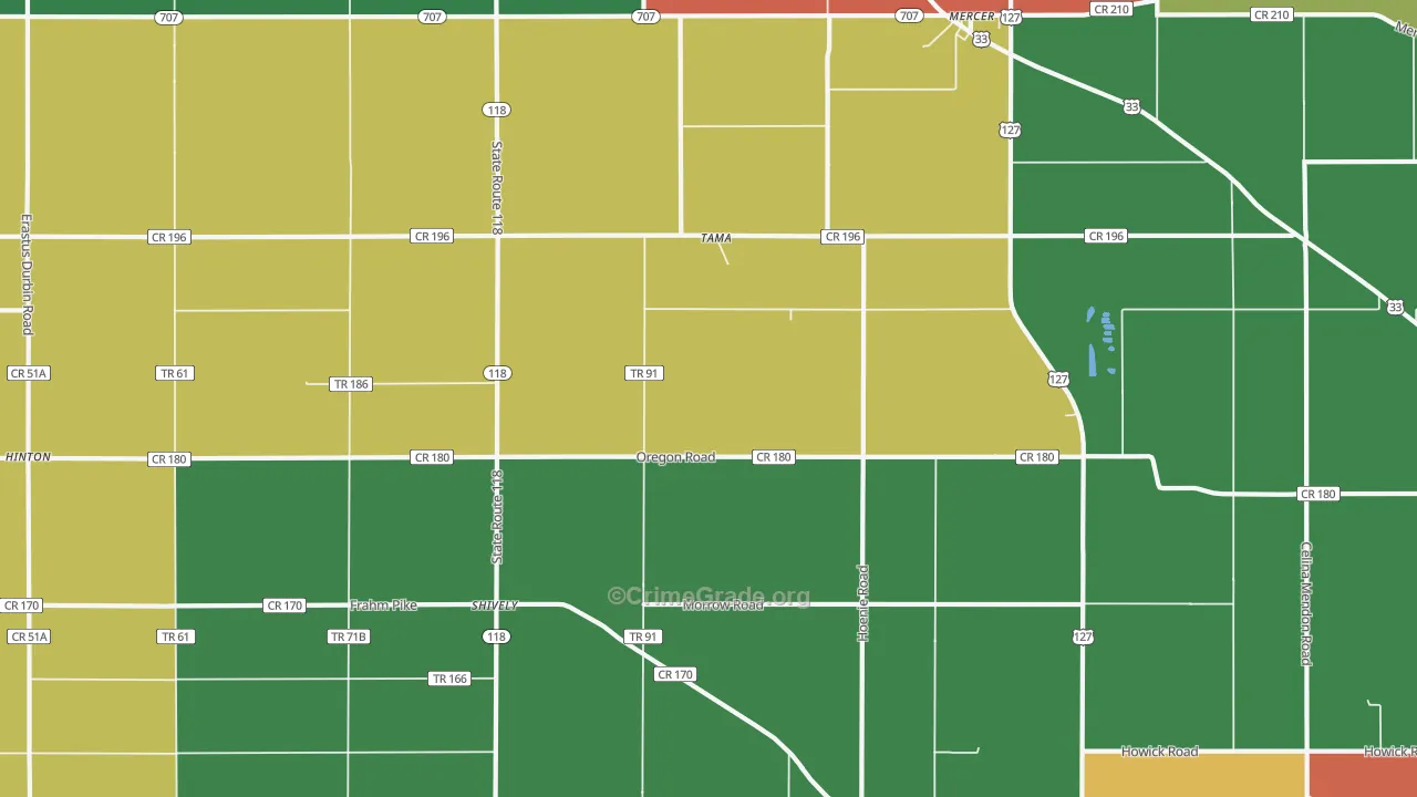 Tama, OH Map of Theft Rates