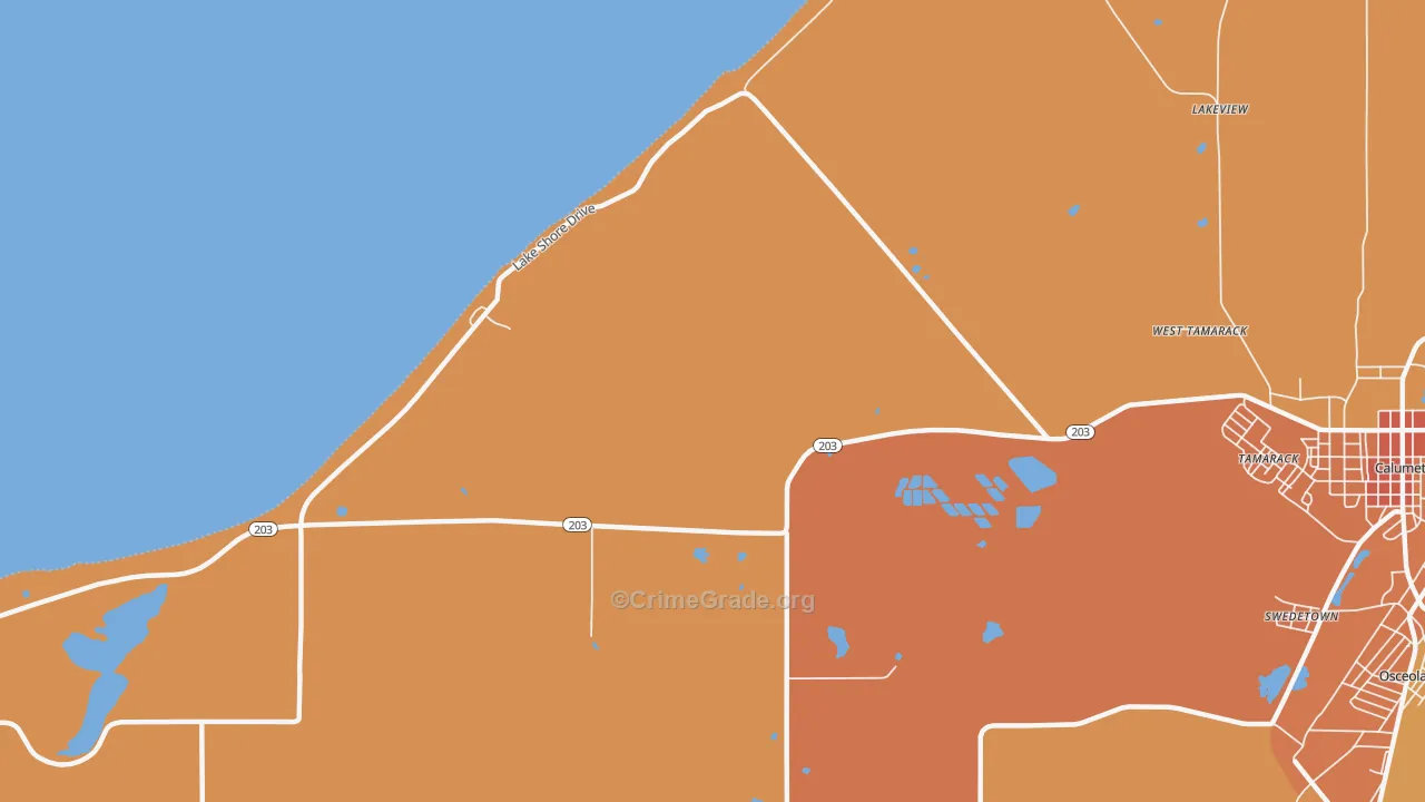 Tamarack, MI Map of Theft Rates