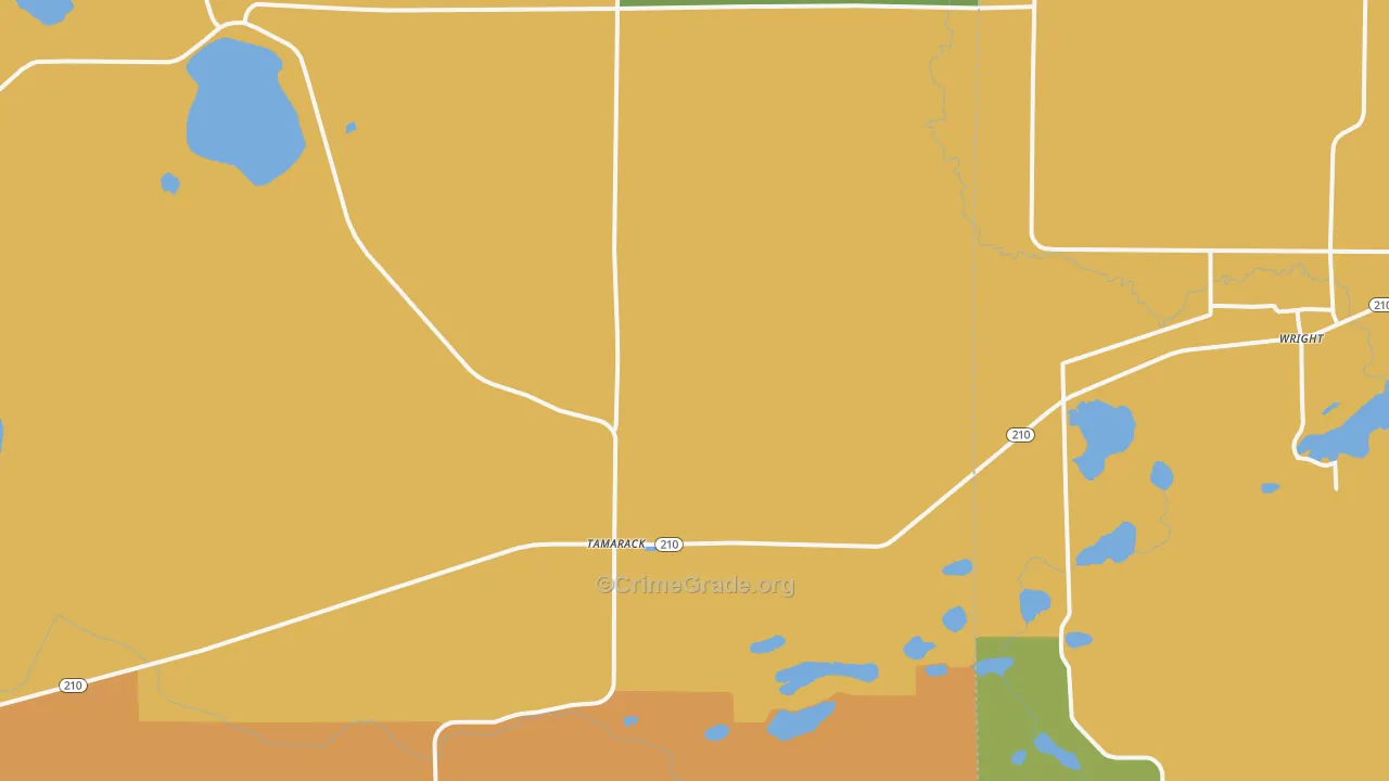 Tamarack, MN Map of Theft Rates