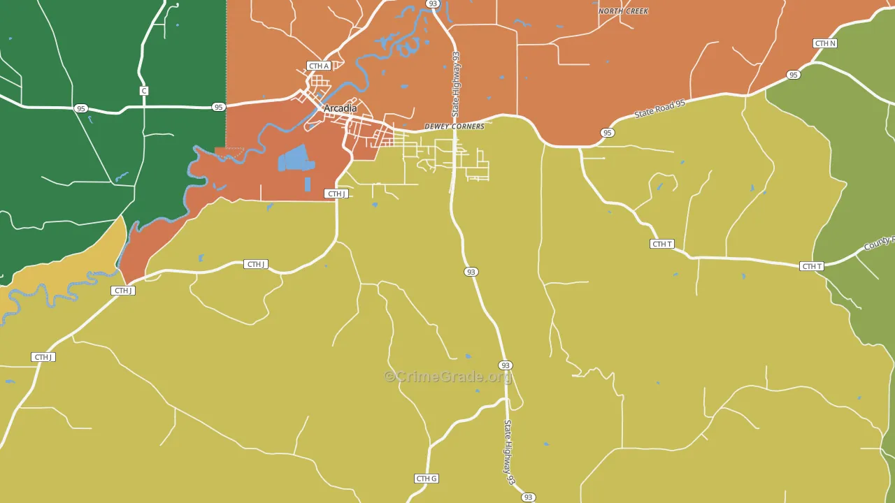 Tamarack, WI Map of Theft Rates