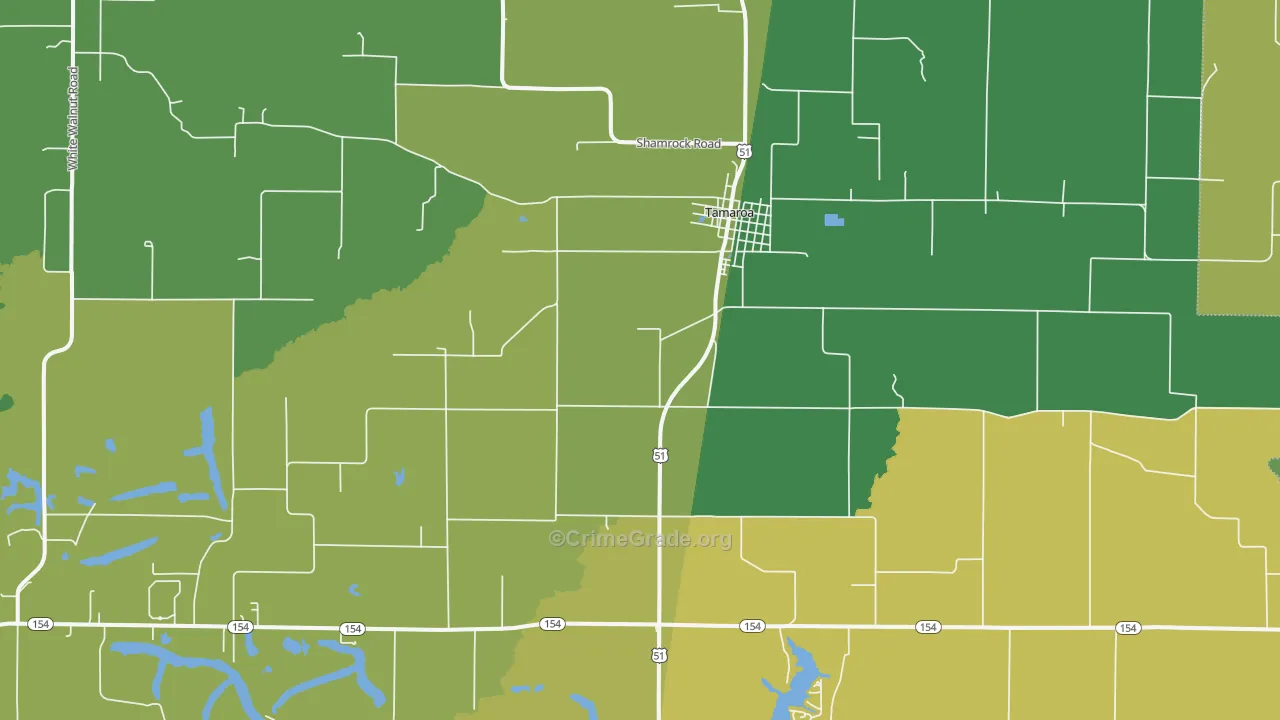 Tamaroa, IL Map of Theft Rates