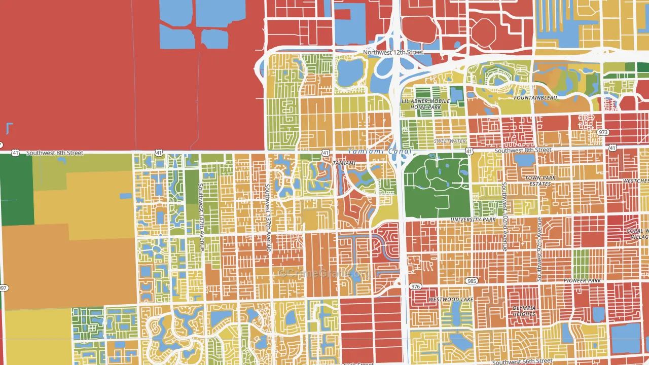 Tamiami, FL Map of Theft Rates