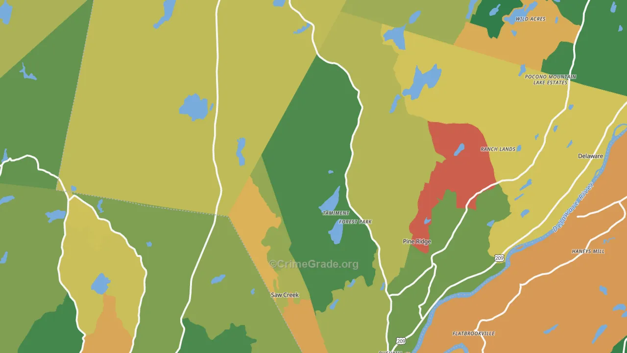 Tamiment, PA Map of Theft Rates