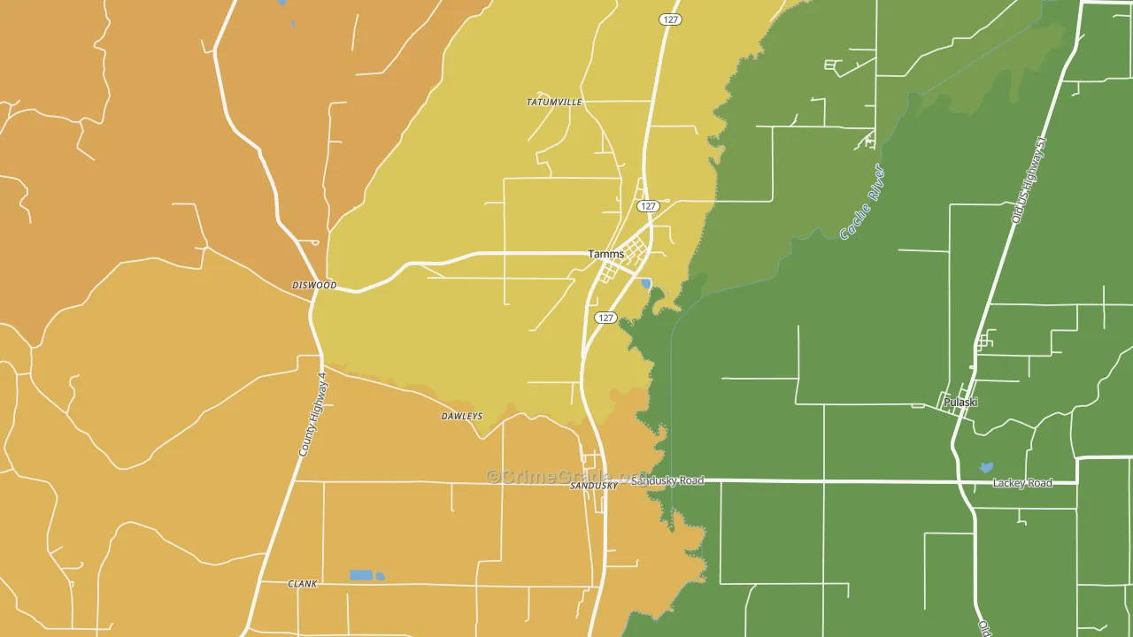 Tamms, IL Map of Theft Rates