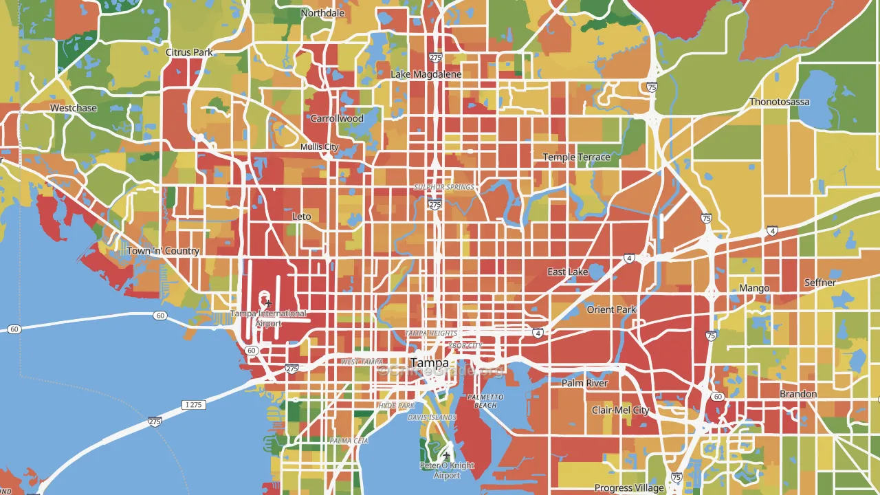 Tampa, FL Map of Theft Rates