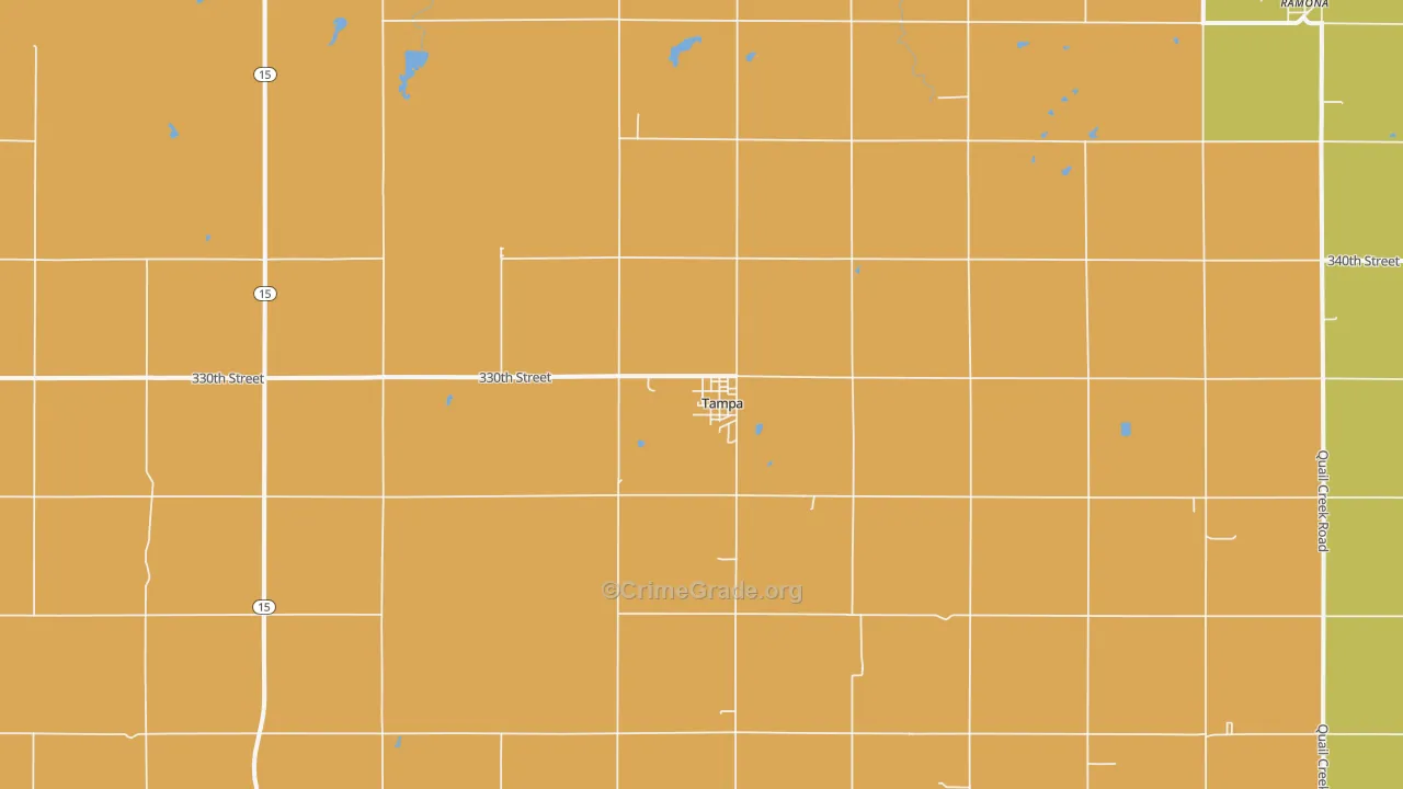 Tampa, KS Map of Theft Rates