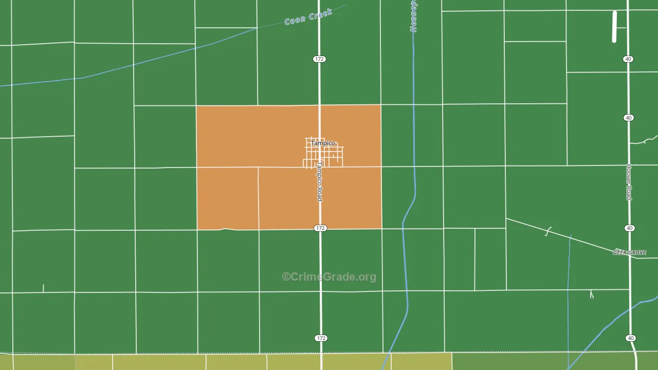 Tampico, IL Map of Theft Rates