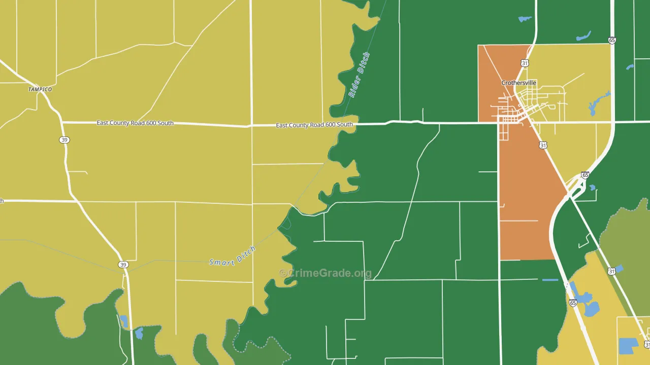 Tampico, IN Map of Theft Rates