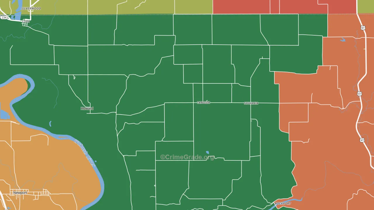 Tangier, IN Map of Theft Rates