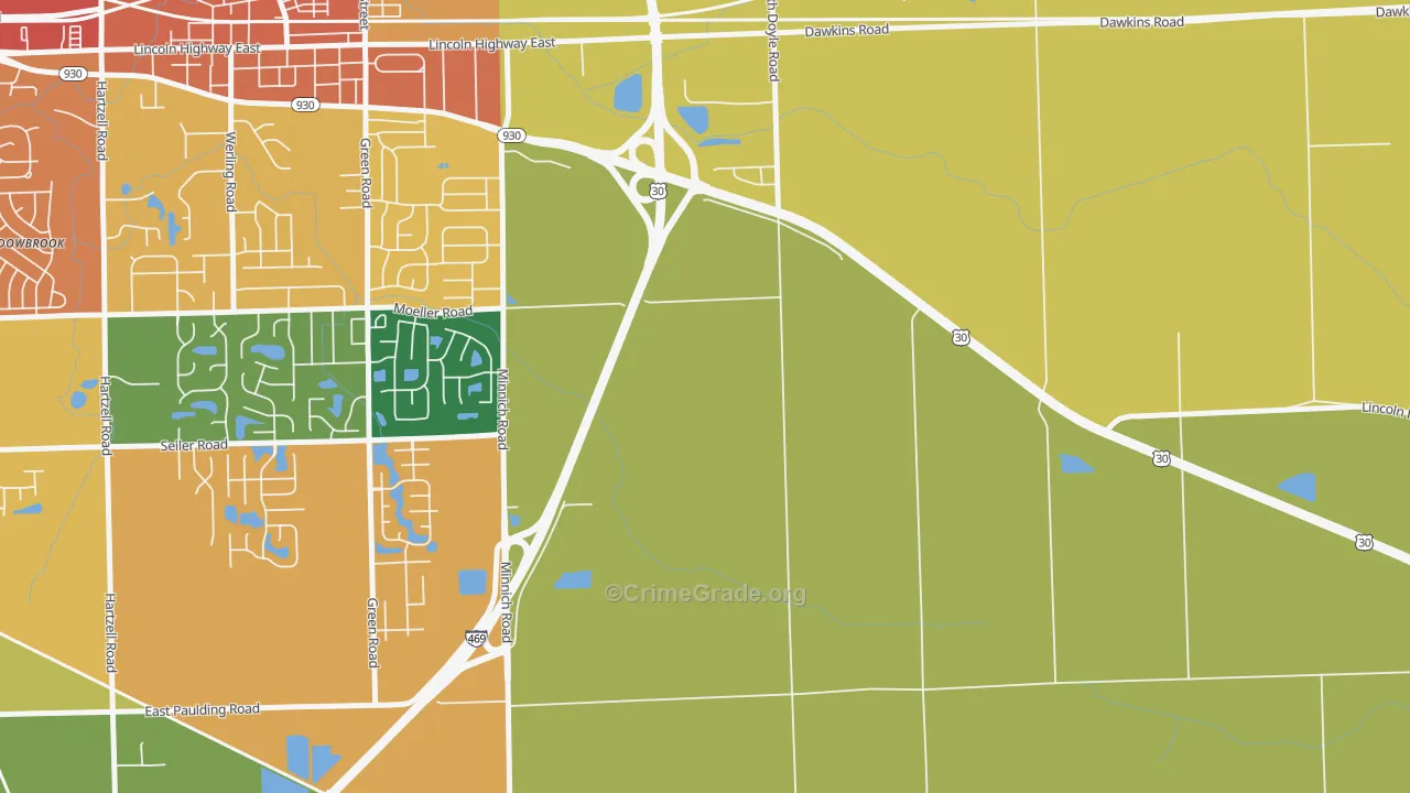 Tanglewood, IN Map of Theft Rates