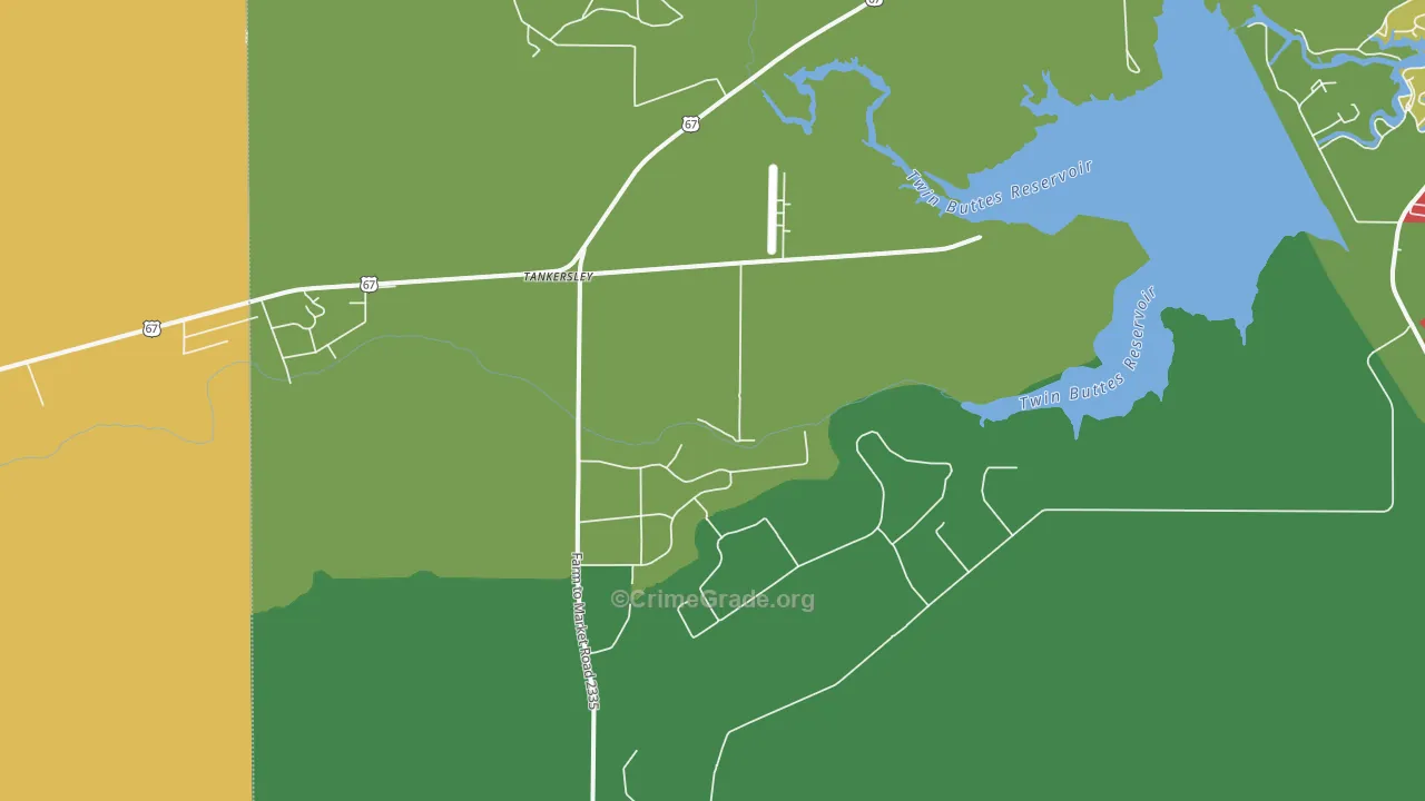 Tankersley, TX Map of Theft Rates
