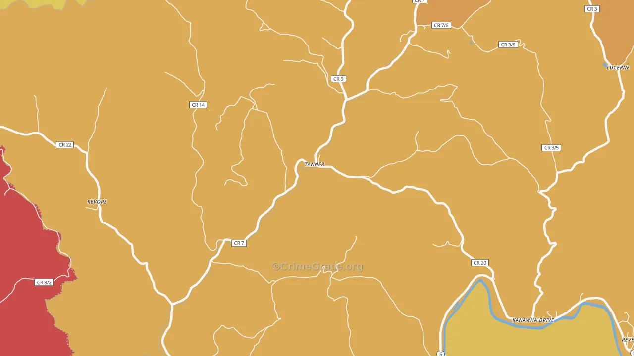 Tanner, WV Map of Theft Rates
