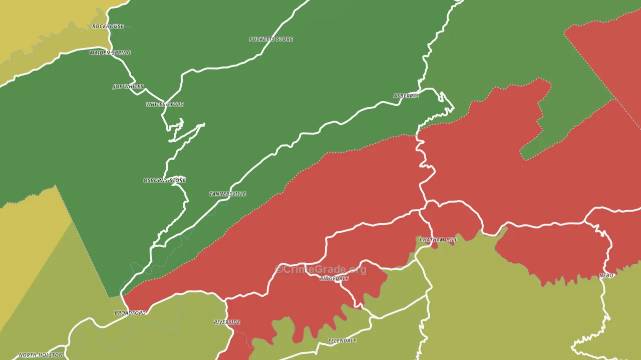 Tannersville, VA Map of Theft Rates