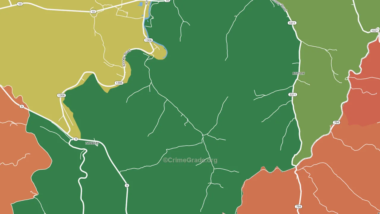 Tannery, KY Map of Theft Rates