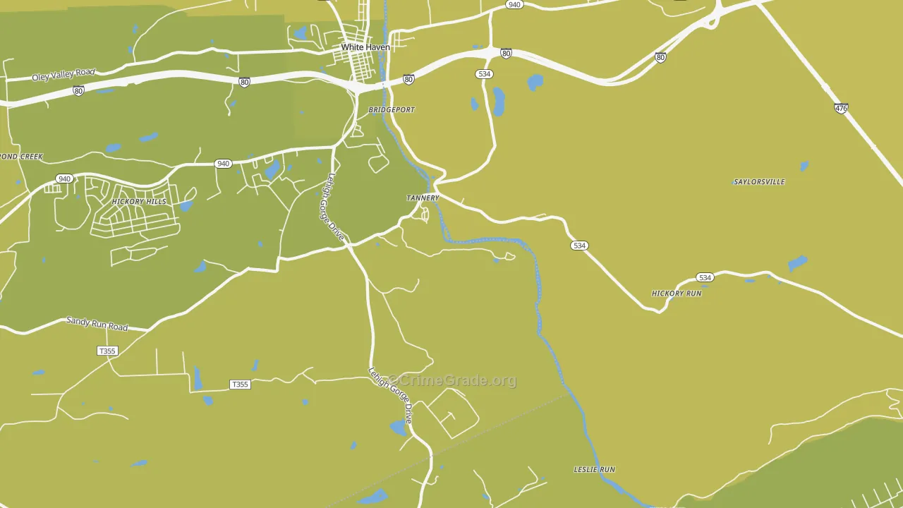 Tannery, PA Map of Theft Rates