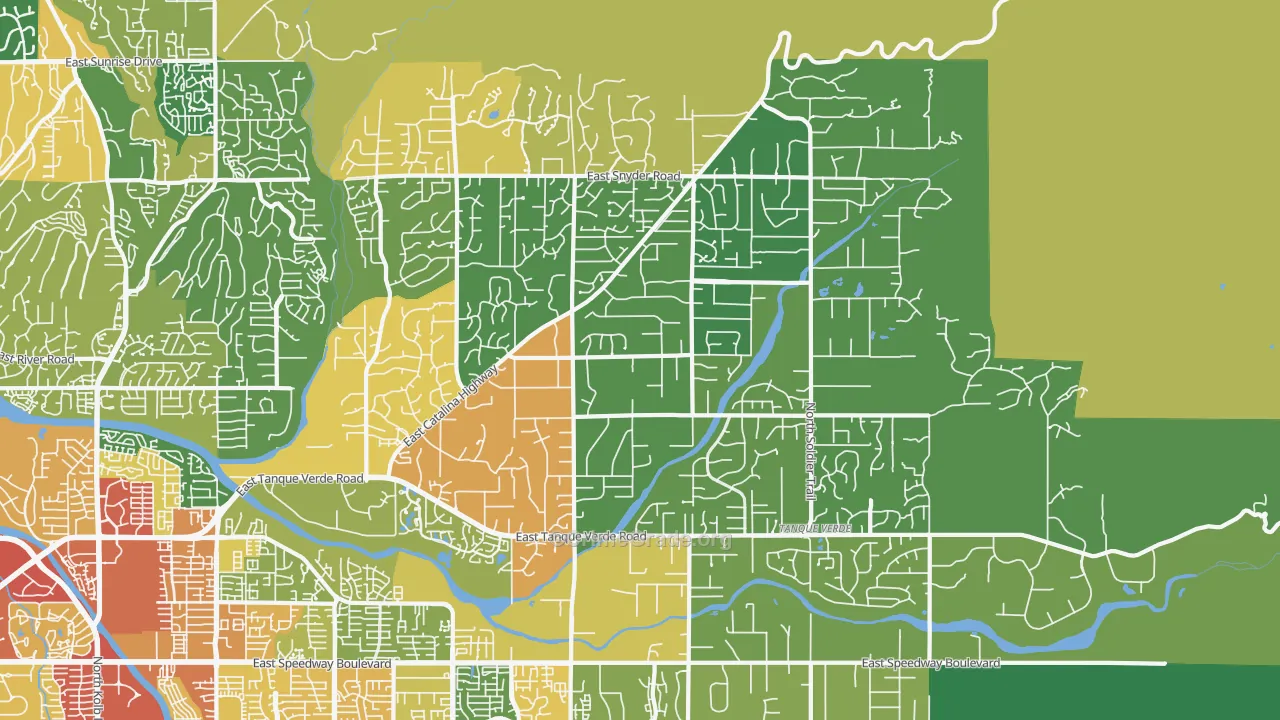 Tanque Verde, AZ Map of Theft Rates