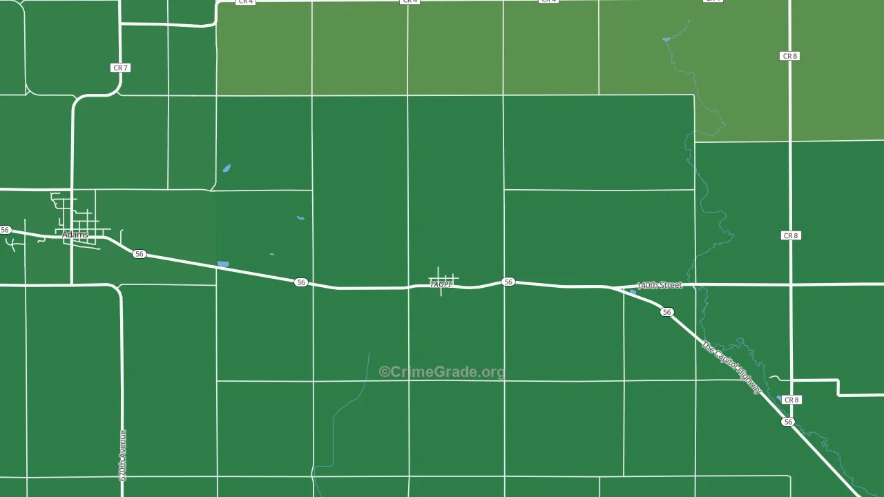 Taopi, MN Map of Theft Rates