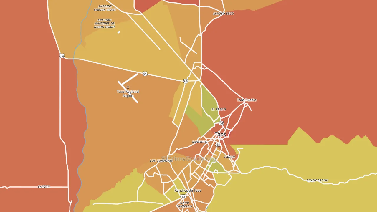 Taos County, NM Map of Theft Rates
