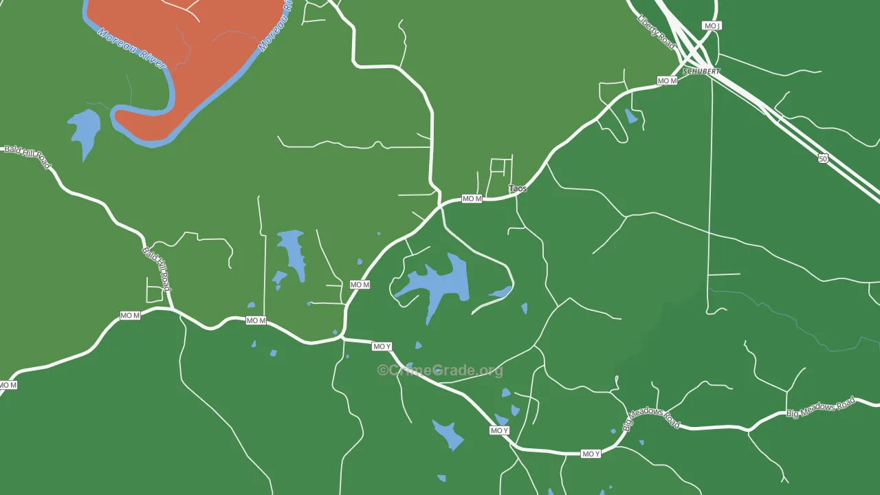 Taos, MO Map of Theft Rates