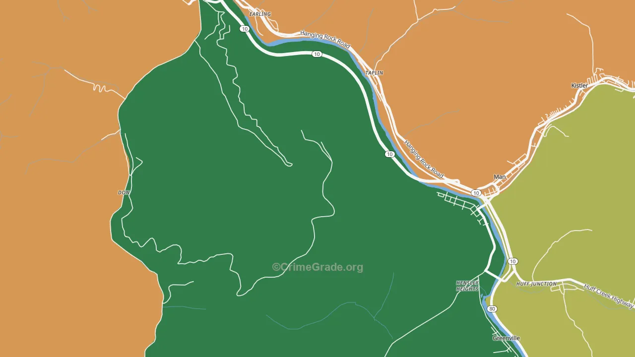 Taplin, WV Map of Theft Rates