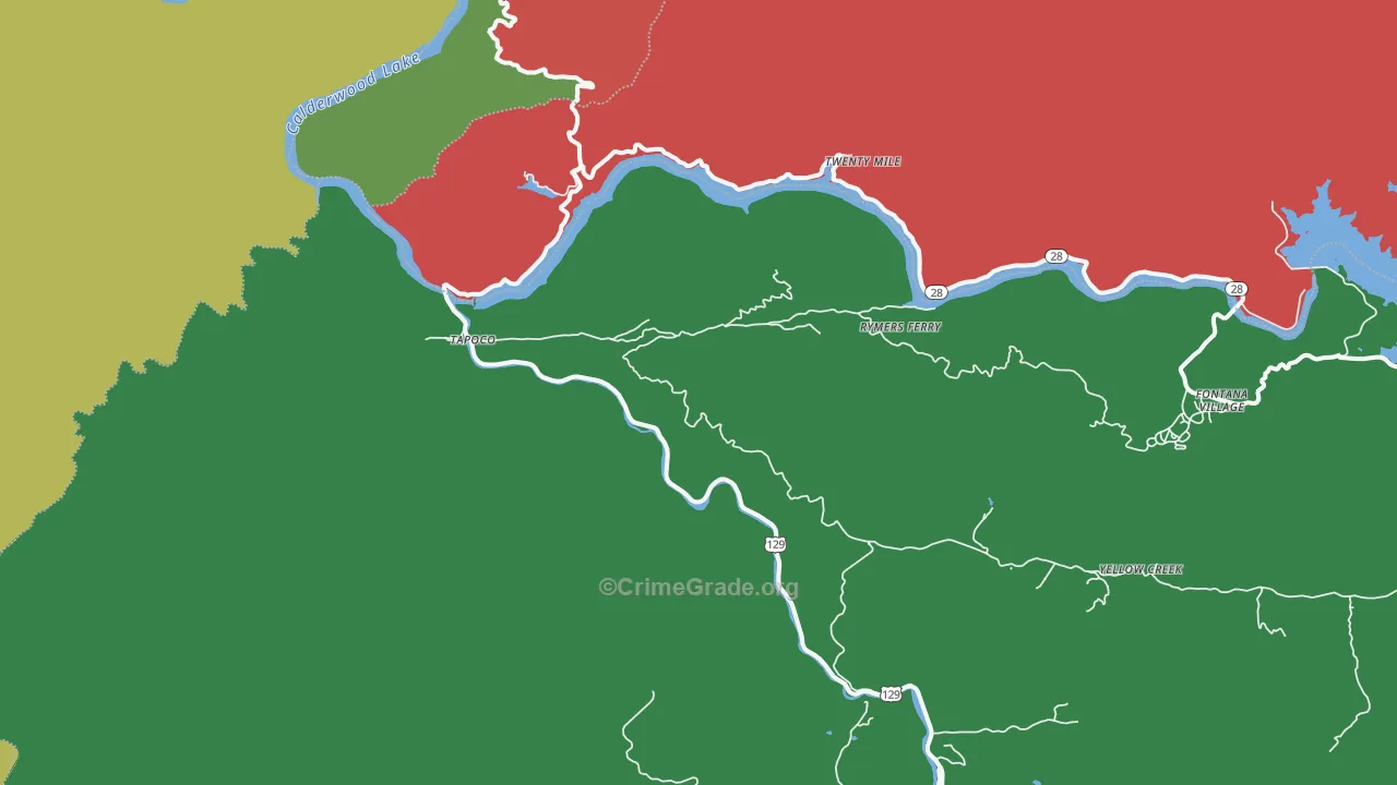 Tapoco, NC Map of Theft Rates