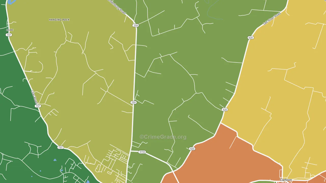 Tar Hill, KY Map of Theft Rates