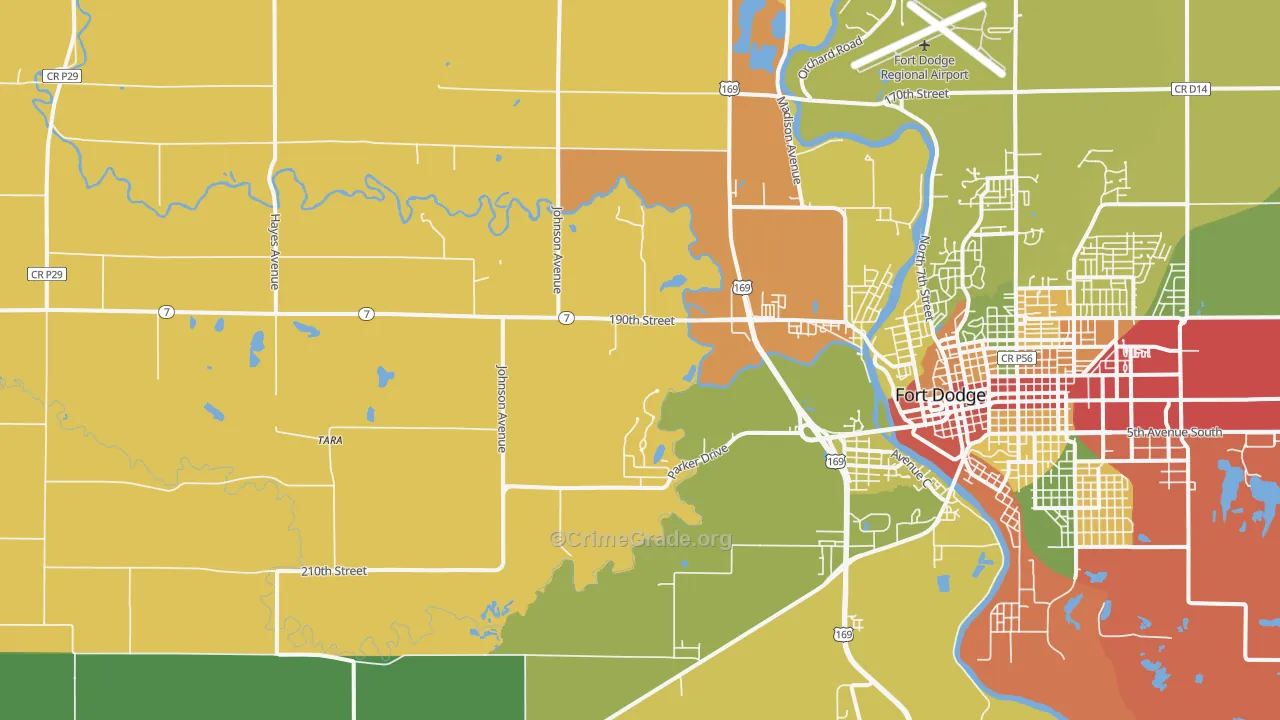 Tara, IA Map of Theft Rates