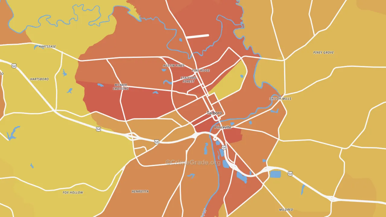 Tarboro, NC Map of Theft Rates
