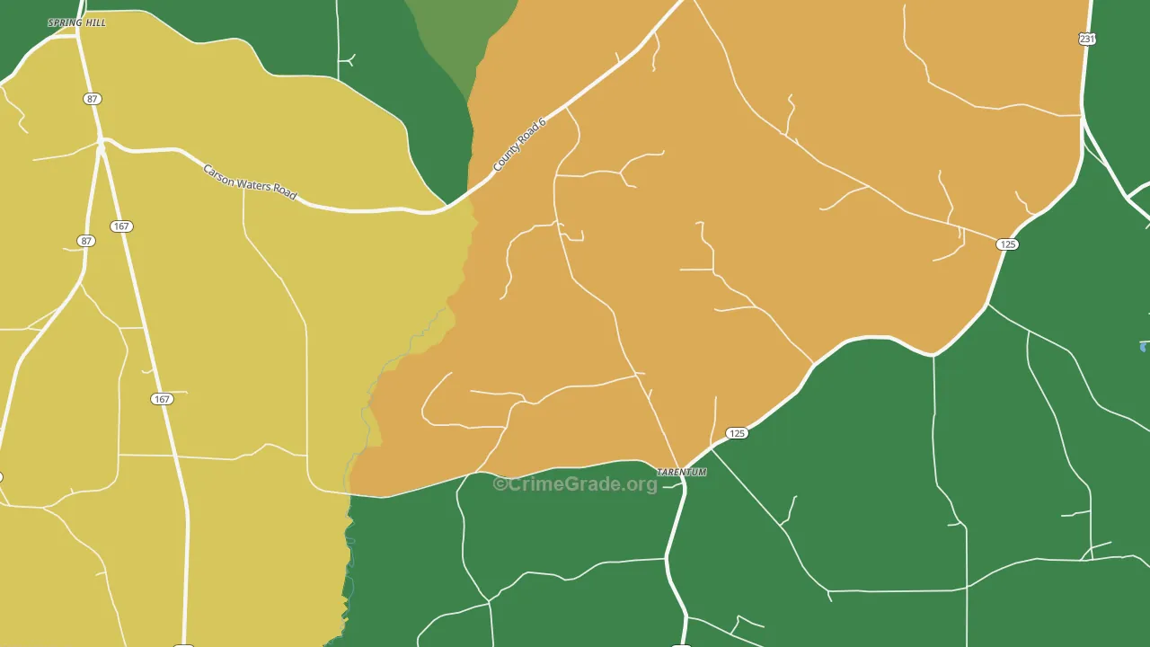 Tarentum, AL Map of Theft Rates