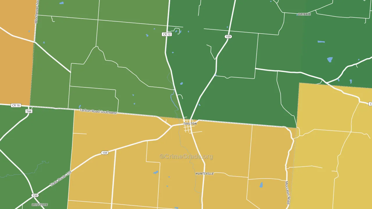 Tarlton, OH Map of Theft Rates
